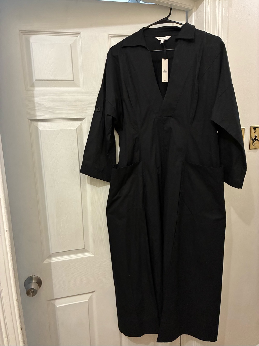 Banana Republic Black V-Neck Collared Dress